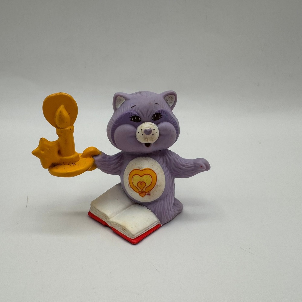 Care Bears Bright Heart Raccoon Figurine PVC 3" Purple 1984 Vintage Toy